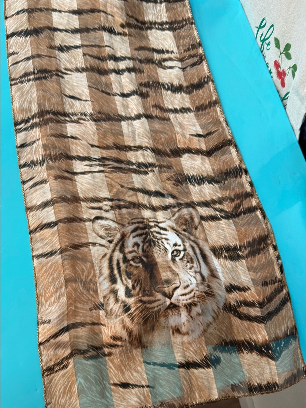 Source Unknown Tiger Print Sheer Scarf in Brown and Black